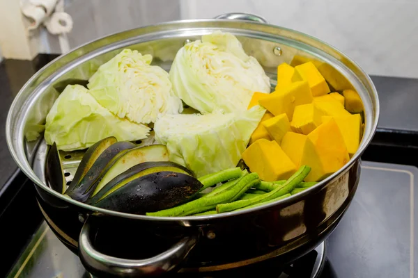 蔬菜的蒸煮锅 — 图库照片