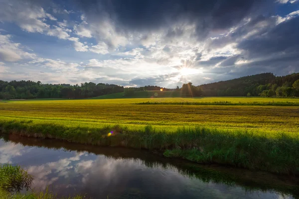 Baviera Tramonto Paesaggio — Foto Stock