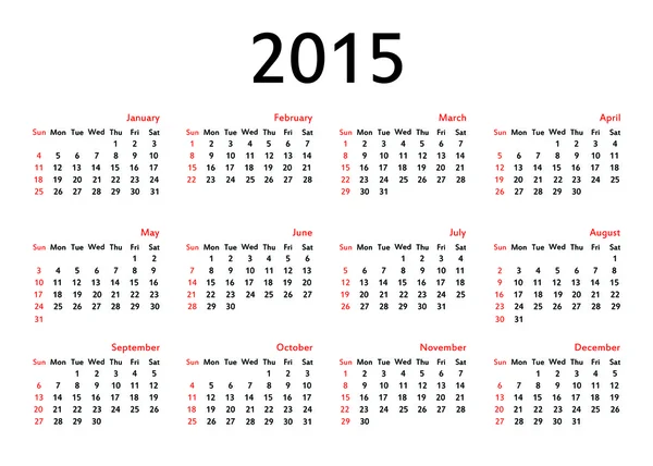 Vorlage: Kalender 2015 — Stockvektor