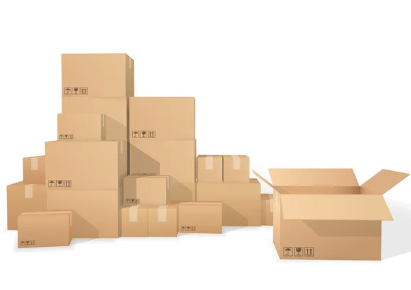 Cardboard boxes, open box — Stock Vector