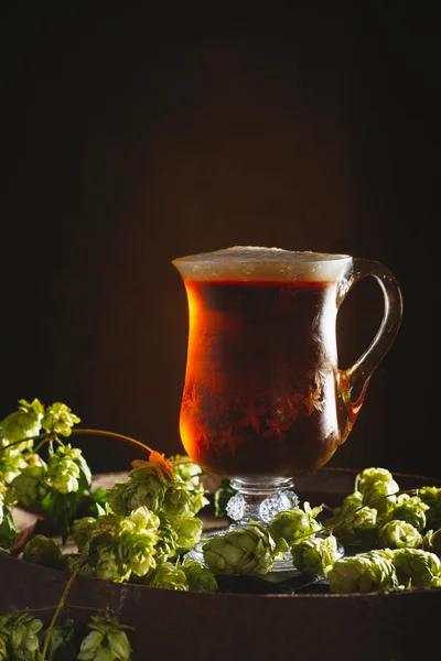 Antique Glass Tankard  Filled With Ale — Stock Photo, Image