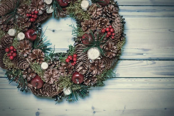 Rustic Pine Cone Christmas Wreath — Stock Photo, Image