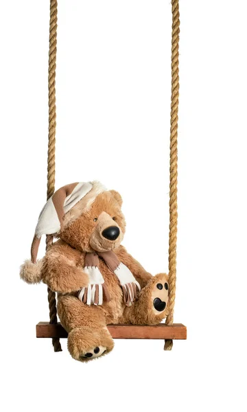 Teddy On The Swing — Stock Photo, Image