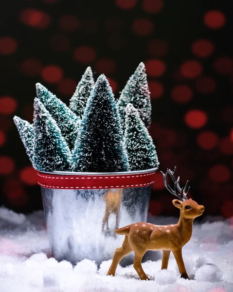 Reindeer With Christmas Trees — Stock Photo, Image