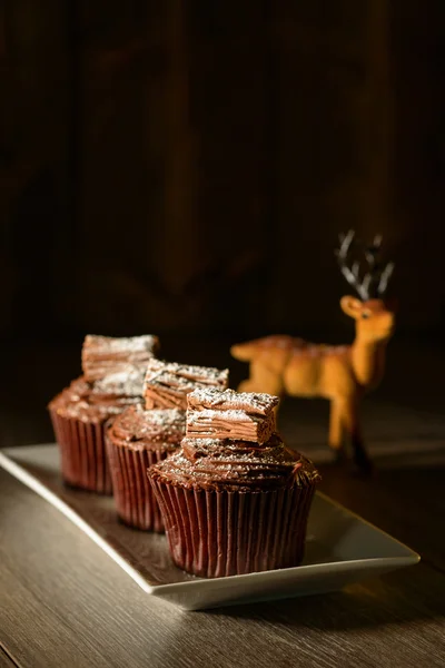 Chocolate Cakes For Christmas — Stock Photo, Image