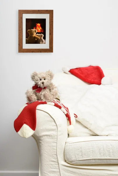 Teddy, čekání na Vánoce — Stock fotografie