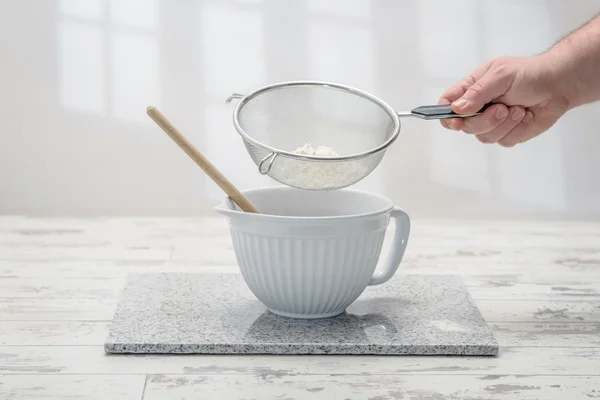 Sifting Flour — Stock Photo, Image