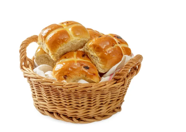 Basket Of Hot Cross Buns — Stock Photo, Image