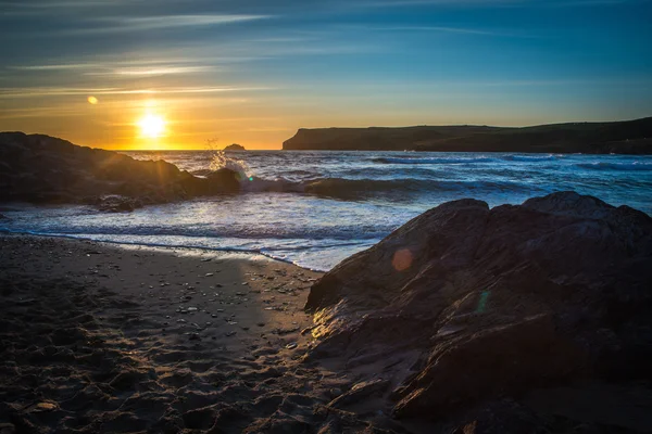 Por do sol em polzeath — Fotografia de Stock