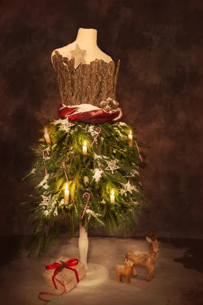 Victorian Festive Christmas With Lit Candles — Stock Photo, Image