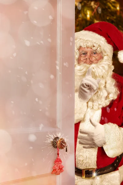 Father Christmas At The Door — Stock Photo, Image