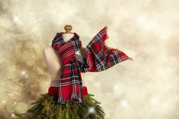 Tartan Scarf On Mannequin — Stock Photo, Image