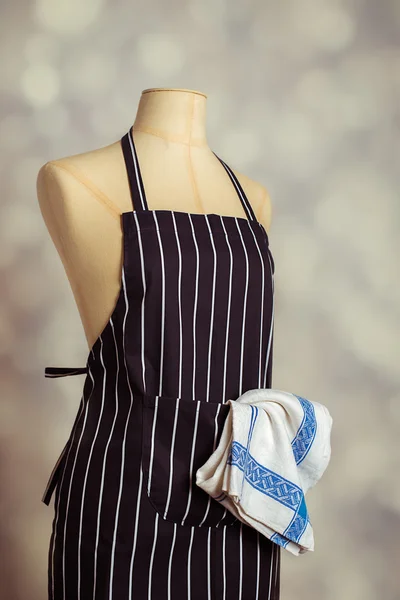 Kitchen Apron With Cloth In Pocket — Stock Photo, Image