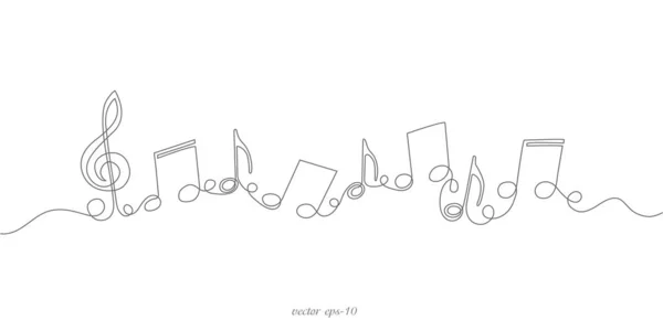 Beyaz arkaplan üzerine müzikal notalar. Müzikal kavram. Devamlı çizgi çizimi..