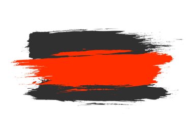 Kırmızı şerit boya. Beyaz arka planda siyah şerit. Renkli paten fırçaları yazı için. Reklam için yatay pankart..