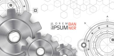 Endüstriyel arkaplan mühendisliği. Dönen dişli mekanizması. Geleceğin endüstriyel kavramı. Geometrik eşkenarlar..
