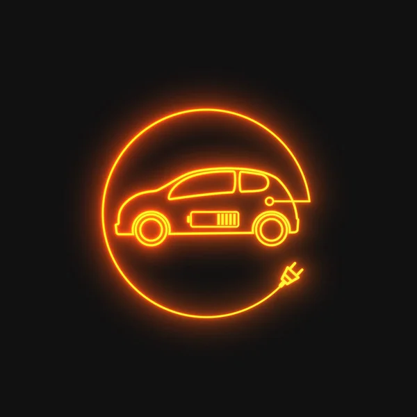 Elektroauto Umweltfreundliches Auto Oder Elektrofahrzeug Neon Auto Symbol Illustration — Stockfoto