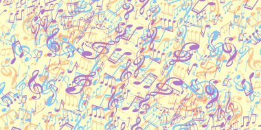 Müzikal notaların soyut arkaplanı. Müzik kavramı. Vektör illüstrasyonu..