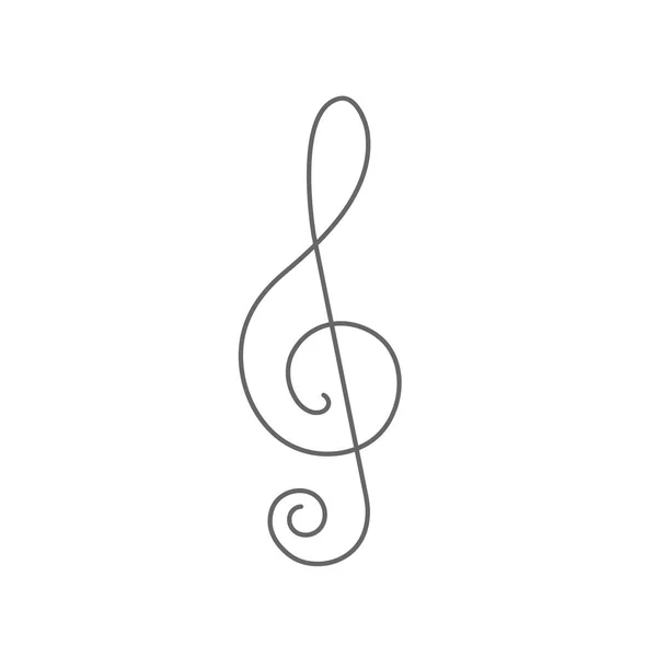 Clave Triple Sobre Fondo Blanco Notas Musicales Dibujo Continuo Línea — Vector de stock