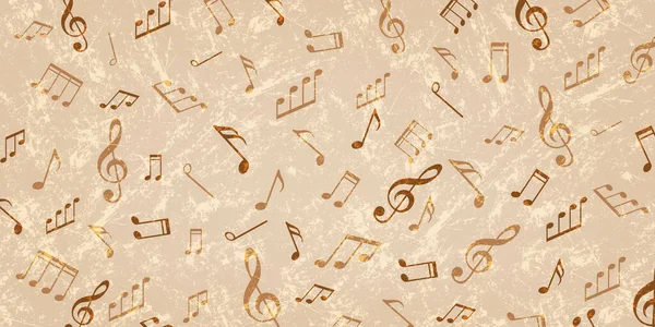 Notes Musicales Sur Vieux Papier Grunge Fond Musique Ancienne Illustration — Image vectorielle