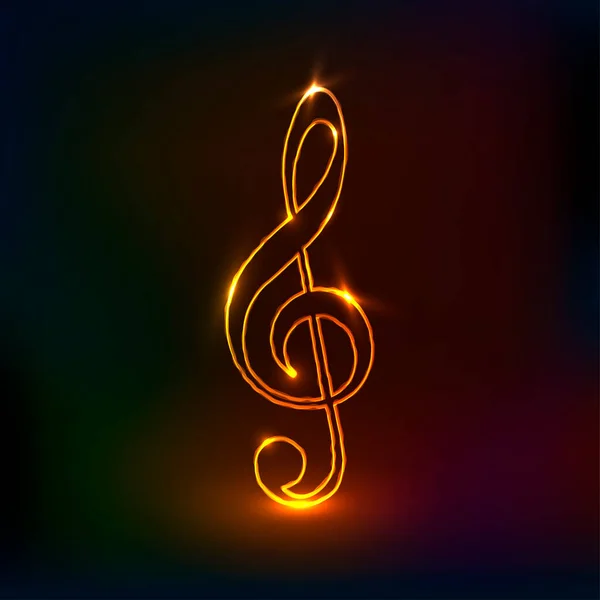Néon Aigu Clef Neon Note Musicale Illustration Vectorielle — Image vectorielle