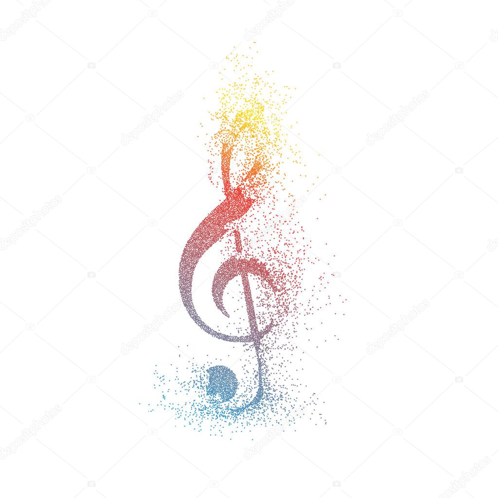 Bright multi-colored treble clef.Musical concert.Vector illustration.