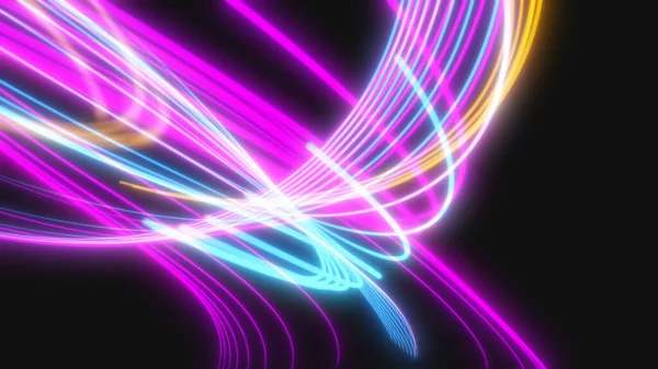 Abstract neon lines.Glowing lines.Laser show.Bright colorful background from stripes.3d rendering,illustration.