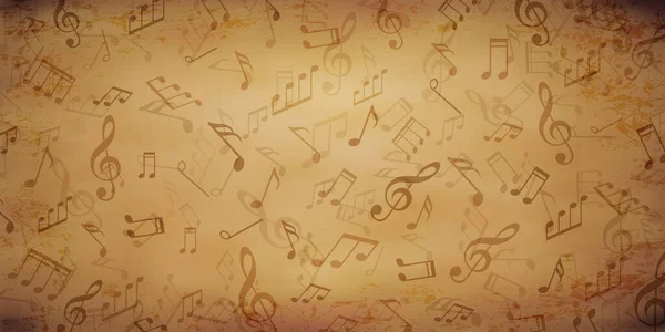 Note Musicali Vecchia Carta Papiro Sfondo Retrò Design Chiave Violo — Vettoriale Stock