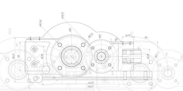 Desenho Técnico Engrenagens Mecanismo Rotativo Peças Redondas Tecnologia Máquina Ilustração — Vetor de Stock