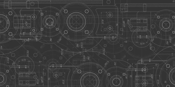  Makine Mühendisliği geçmişi. Şaft dişlisi. Teknik çizim. Vektör illüstrasyonu..