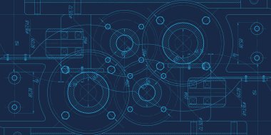 Teknik mühendislik afişi. Vites çeviriyor. Okul doktorları. Makine teknolojisi. Vektör