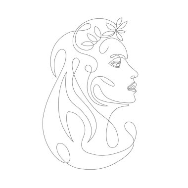 Line art woman face drawing. Modern art girl head .One line face.Vector vector Line art woman face drawing. Modern art girl head .One line face.Vector vector