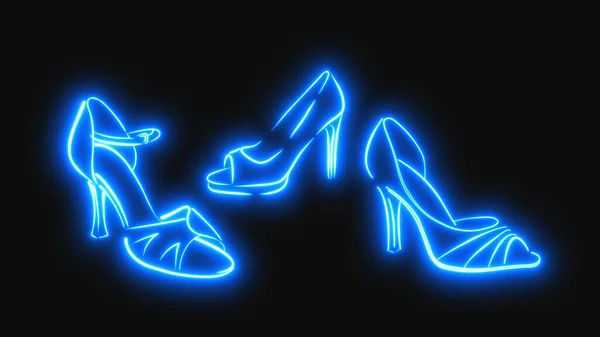 Wanita Modis High Heeled Shoes Neon Hard Concept Rendering Ilustrasi — Stok Foto