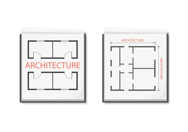 Architektoniczny Plan Budowy Engineering House Projekt Notatnik Białym Tle Projektowanie — Wektor stockowy