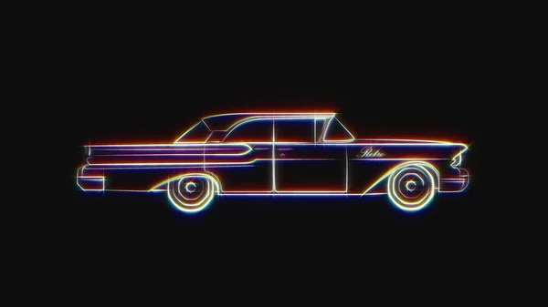 Neon Araba Klasik Retro Otomobil — Stok fotoğraf