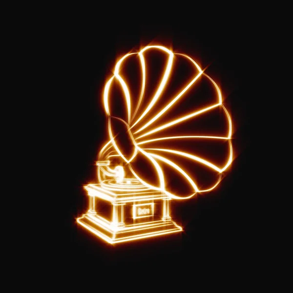 Neon Gramofon Retro Müzik Eski Melodi Klasik Radyo — Stok fotoğraf