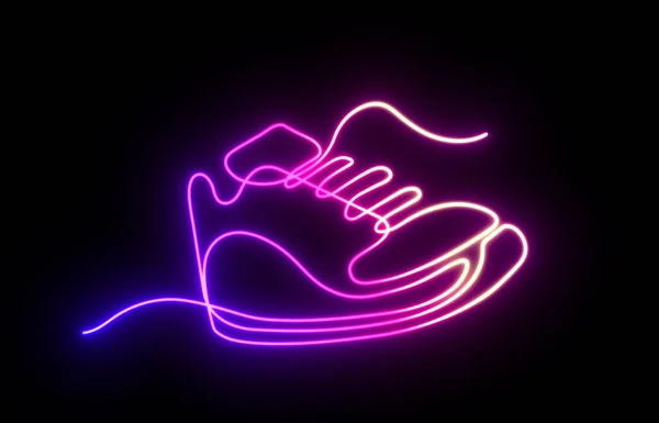 Neon Sportcipő Cipő Egy Vonal Stílusban Vázlatos Tornacipő Kreativitásodhoz Cipő — Stock Fotó