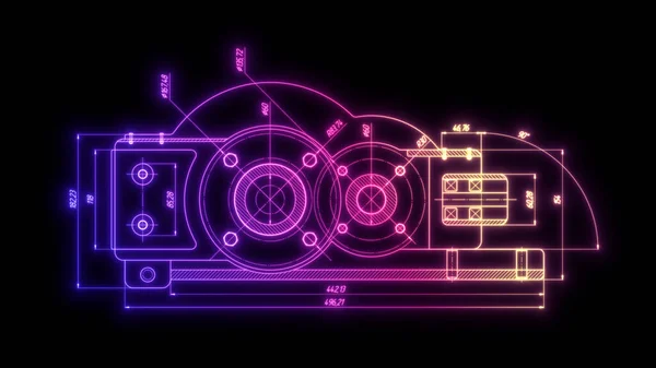 Baner Inżynierii Technicznej Koła Zębate Szkolna Fizyka Technologia Maszyn Ilustracja — Zdjęcie stockowe