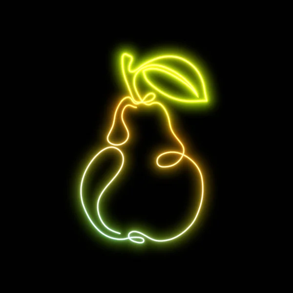 Neon Pear One Linha Drawing Fruits Vegetables Organic Simples Icon — Fotografia de Stock