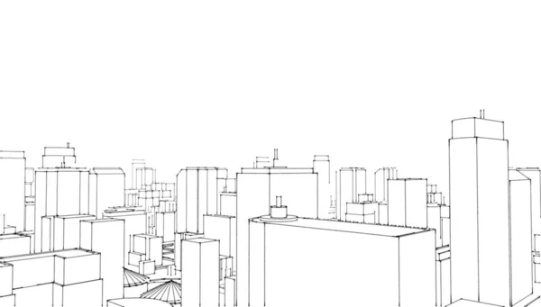 Architectural Sketch City Skyscrapers Big Cities Cityscapes Buildings — Stock Photo, Image