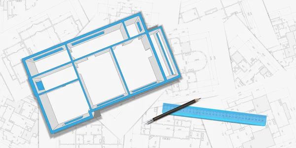 Plano Arquitectónico Proyecto Técnico Proyecto Plan Casa Diseño Ingeniería Construcción — Vector de stock