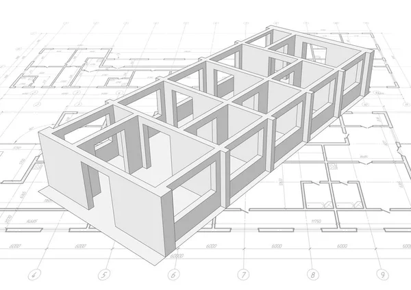 Huis Bouw Engineering Ontwerp Architectonisch Plan Technisch Project Vector — Stockvector