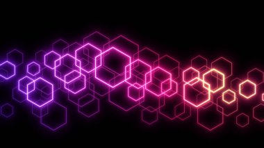 Neon geometrik arkaplan. Lineer eşkenarlar. Soyut renkli neon. Modern tasarım. .