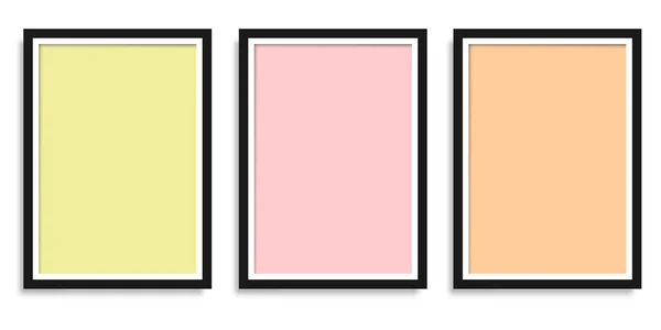 Set Frames Picture Gallery Empty Template Pastel Colors Design Vector — Stock Vector