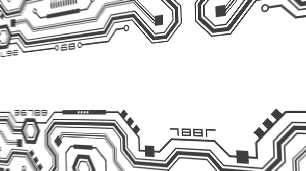 Teknolojik Afiş Arka Planda Geleceğin Teknik Çizimi Beyaz Arkaplanda Elektronik — Stok fotoğraf