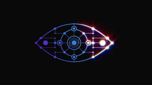 Augenscanner Cyberauge Auf Schwarzem Hintergrund Elektronische Nanotechnologie Technologien Der Zukunft — Stockfoto