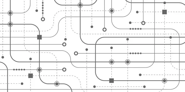 Teknologi Baggrund Linjer Geometriske Forbindelseslinjer Prikker Elektronisk Bord Med Chip – Stock-vektor