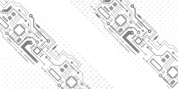 電子Chip Hi技術デジタル接続 テクノロジーホワイト背景 将来の技術的背景 バナー — ストックベクタ