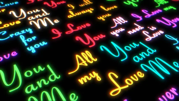 Amor Lettering Amo You Calligraphic Neon Background Valentine Day Ilustração — Fotografia de Stock