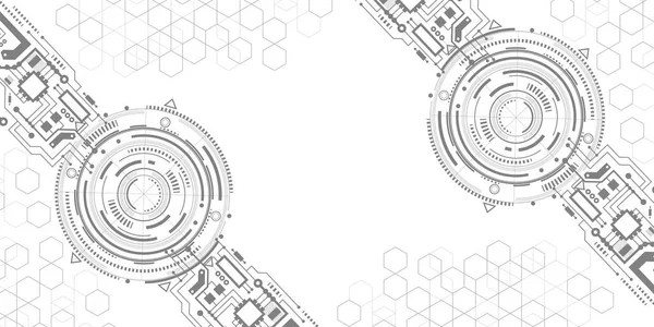 Tecnología Fondo Blanco Fondo Técnico Del Futuro Chip Electrónico Geometría — Archivo Imágenes Vectoriales